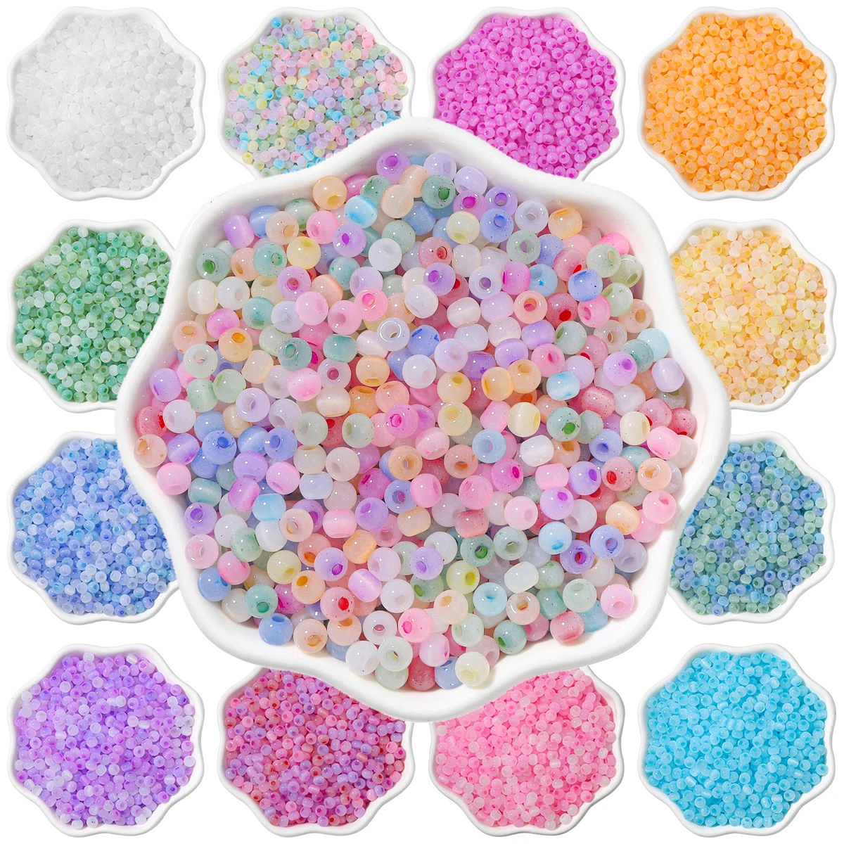 4mm High Quality Cat\'s Eye Jade Ice Glass Rice Beads - DIY Jewelry Making (Charms/Bracelets/Necklaces) Handmade 150pcs/bag
