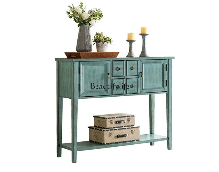 

LJYMediterranean style entrance cabinet, living room screen partition, old dining side cabinet