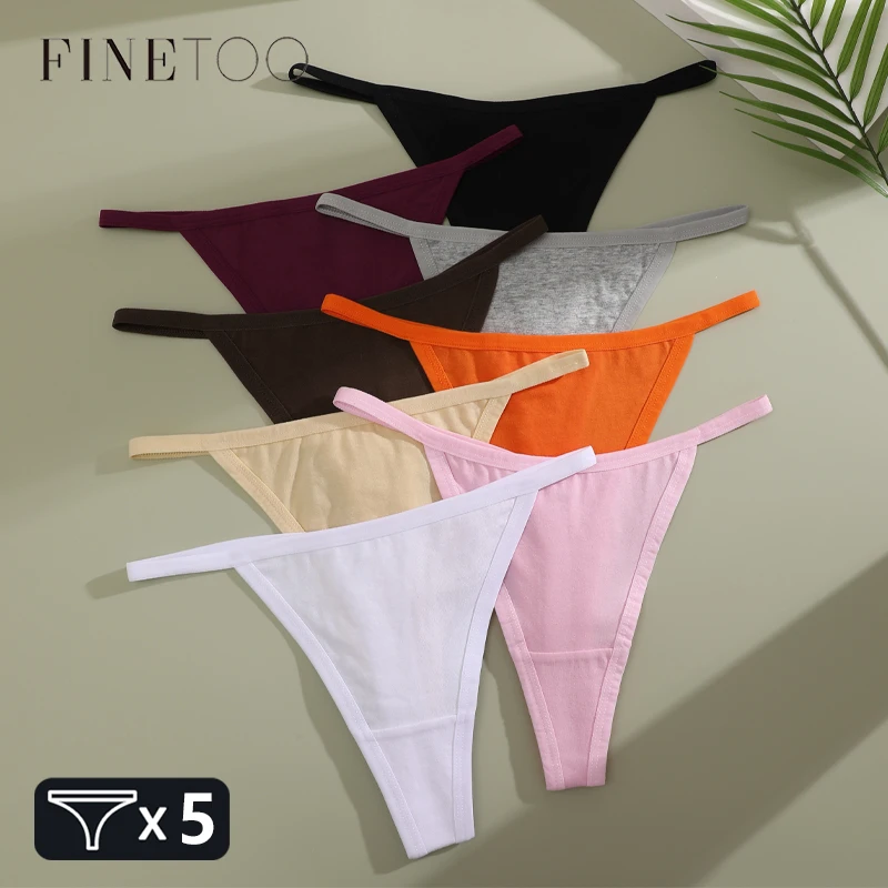 5 Stück Damen Baumwoll-Tangas Sexy Dünne Bänder Nahtlose Unterwäsche Niedriger Bund G-String Einfarbige Slips Atmungsaktive T-Backs