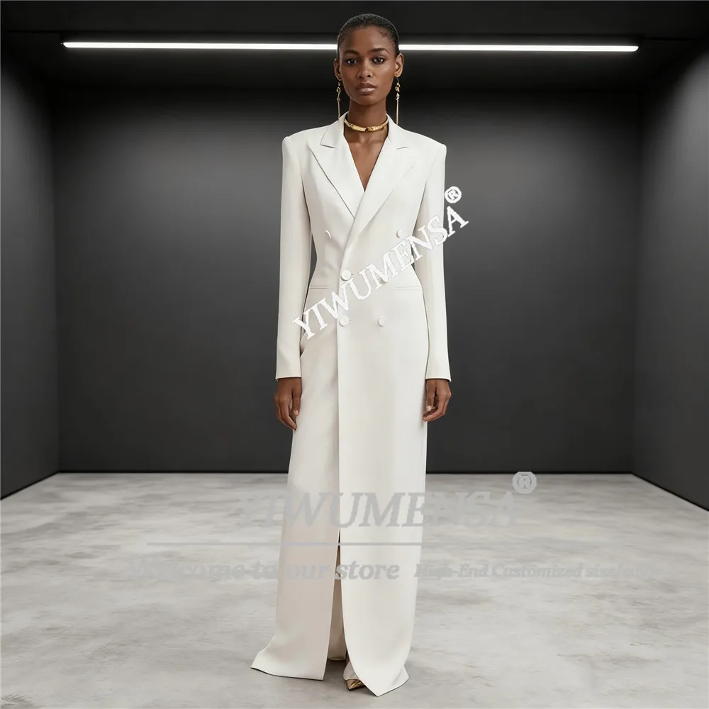 

Fashion Notched Collar Single Breasted Suit Woman Elegant Solid Slim Bodycon Long Blazers Autumn Long Sleeve Bride Mother Dress