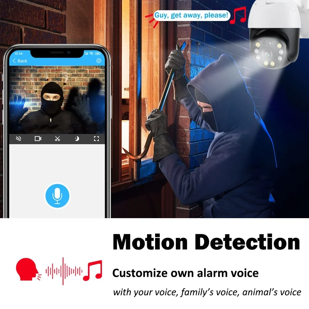 HONTUSEC CareCam 4K 8MP PTZ Camera 5MP Human Detection Two Way Audio Color Night Vision Auto Tracking Wifi Surveillance Cameras