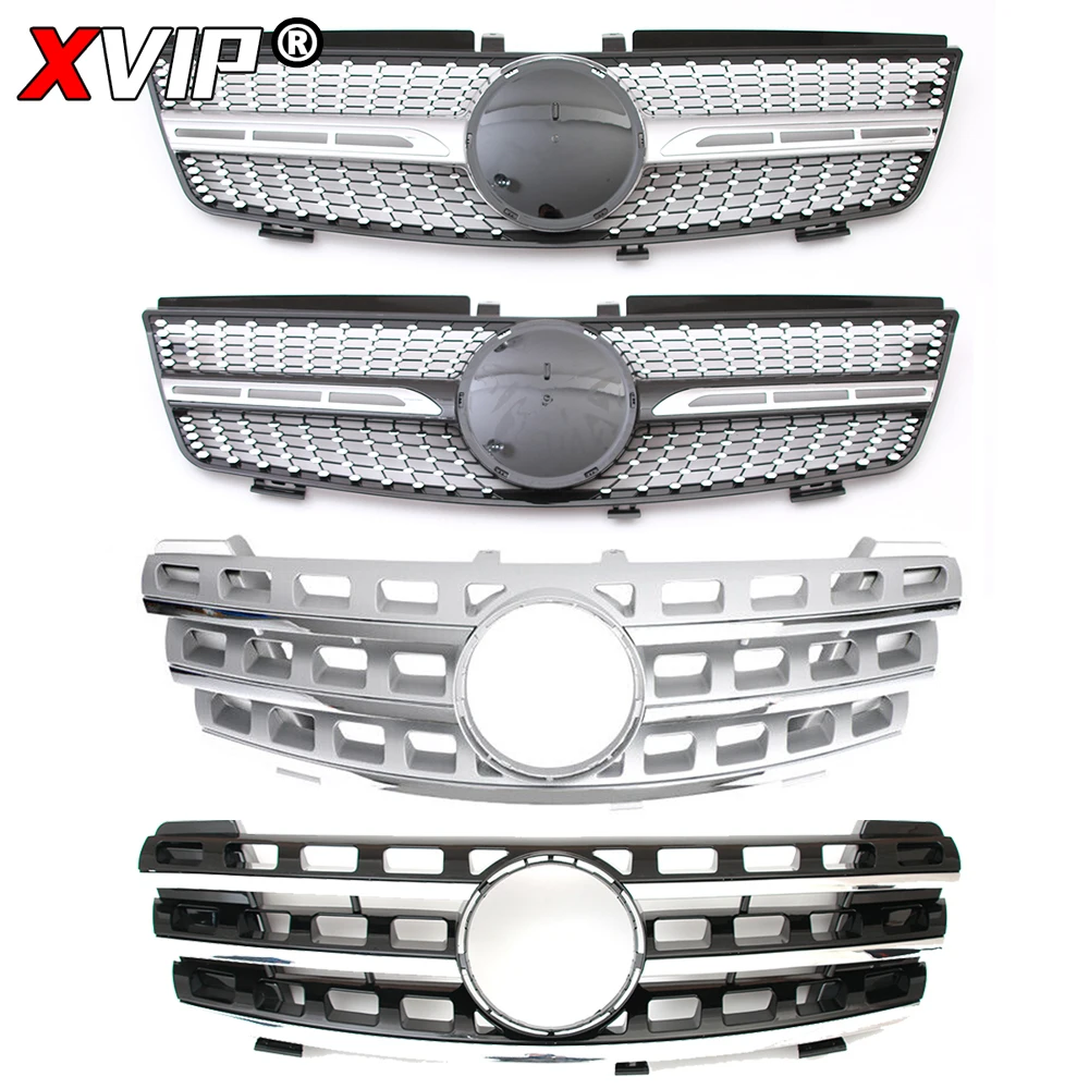 XVIP Chrome Black Diamonds Style Bumper Grille For Mercedes Benz ML-Class W164 05-08 ML320 ML350 ML500 AMG Style Racing Grilles