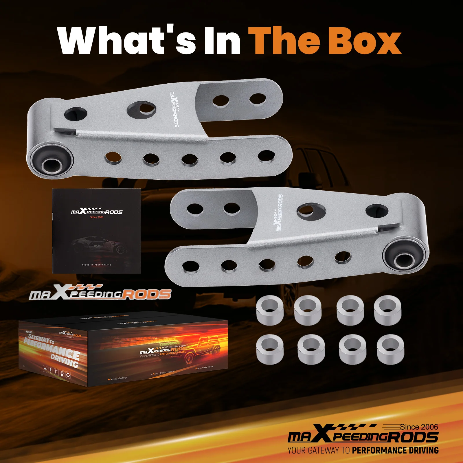 

Rear 2"-3" Lowering Drop Shackle Kit for GMC Sierra Chevy Silverado 1500 07-18