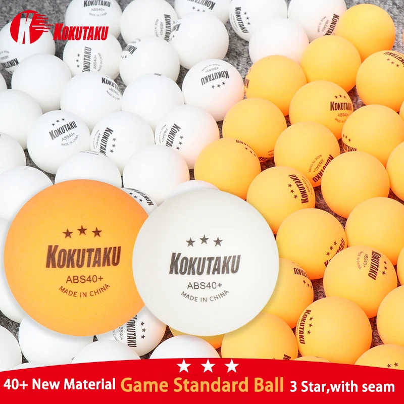 20/50/100 Stück KOKUTAKU 3 Sterne Tischtennisbälle Professionelles ABS Neues Material 40+ Ping-Pong-Ball mit Naht für Wettbewerb