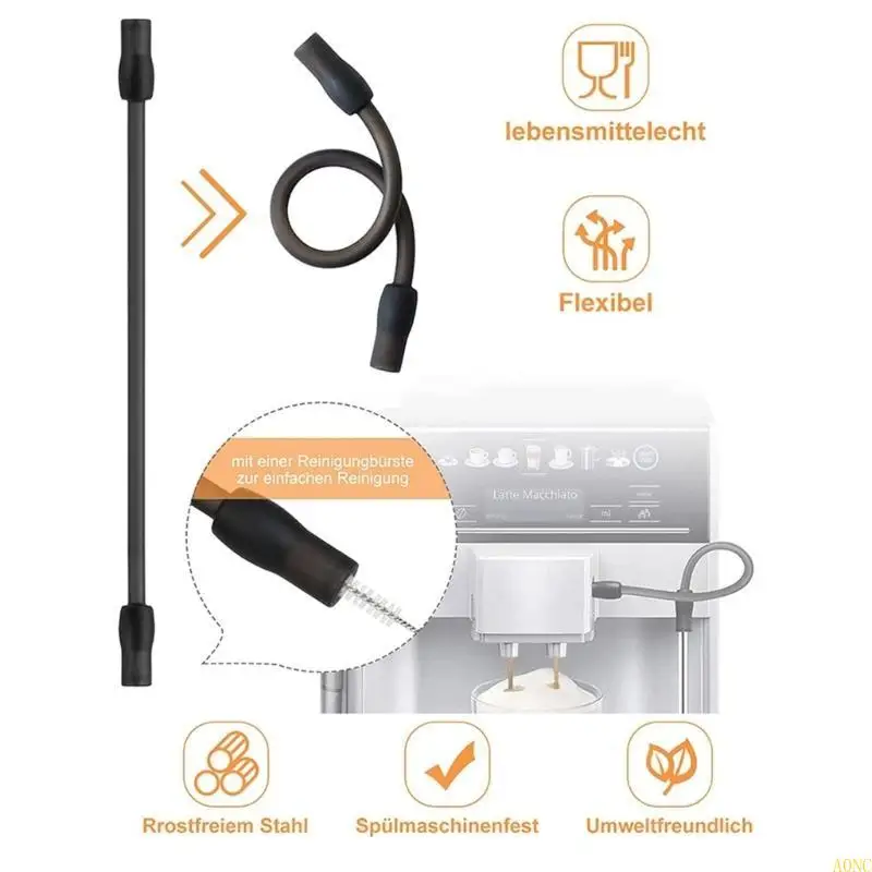 A0NC Гибкая молочная трубка наборе кофейни -машины запасные части металлические трубки с чистящими щетками, идеально подходящими
