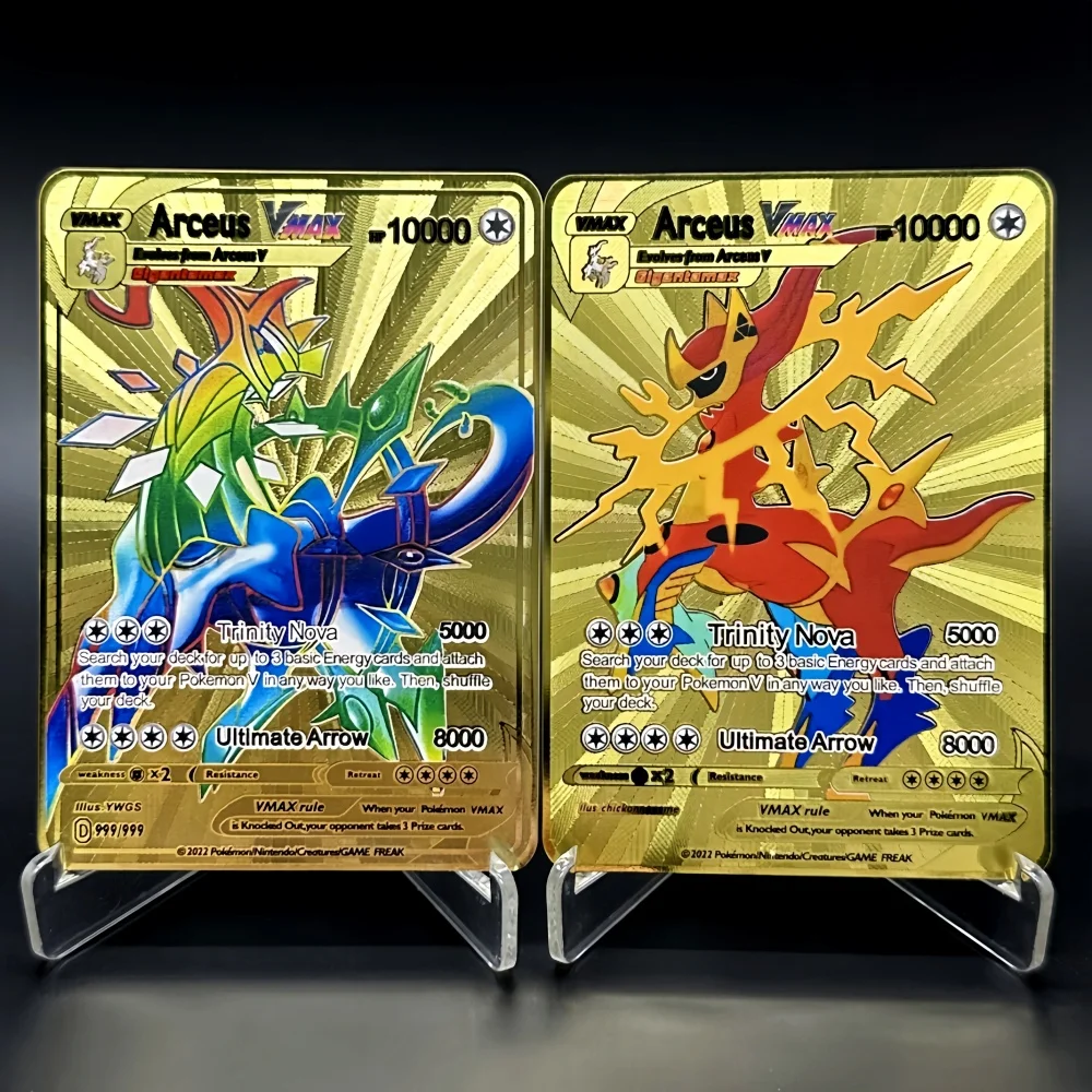 

Металлические карты Покемон: Арцеус, Мьюту GX, Чаризард VMAX — коллекционные игрушечные карты