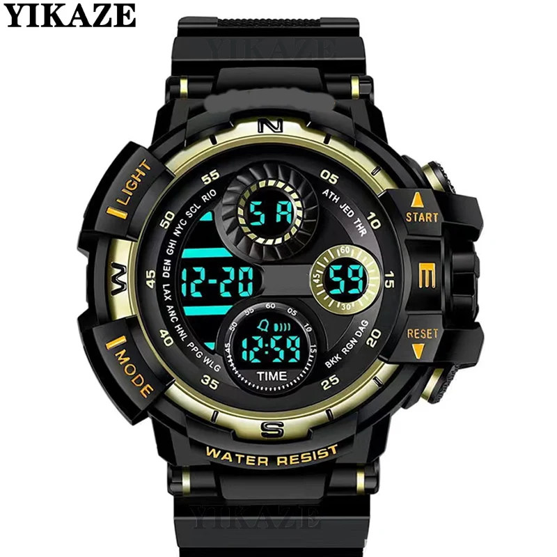 Men's Watch Sport Digital Watch Luminous LED Big Dial Multifunction Clock Outdoor Rubber Strap Waterproof Military Watch for man