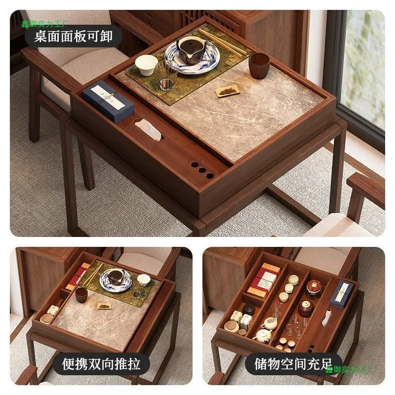 DSA Zen solid wood small tea table balcony household small apartment Zen tea table simple square coffee table