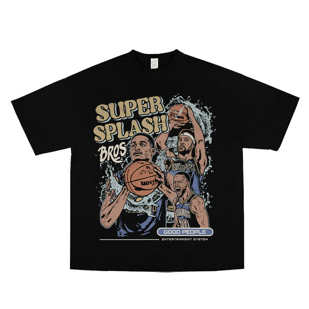 Camiseta de Manga Corta de Baloncesto 2026 Star Waterfall Brothers - Jokic, Morant, Zion - Epic Moments, Estilo Urbano Americano