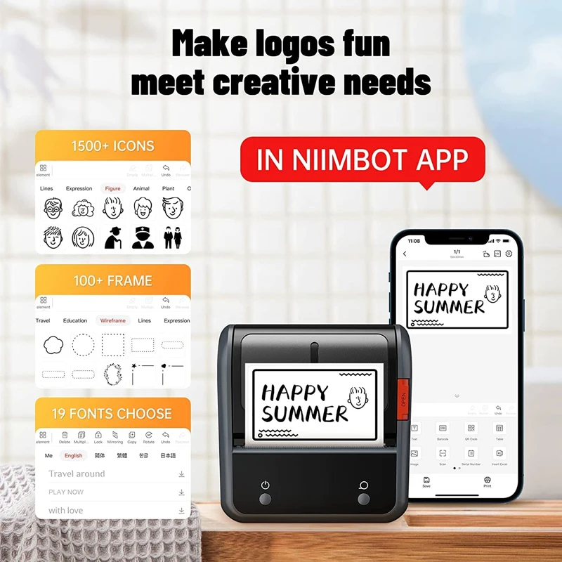 NIIMBOT B3S Inkless Bluetooth Portable Label Printer (20-75mm) Wireless Connect With Mobile Phone Computer Mini Thermal Printer