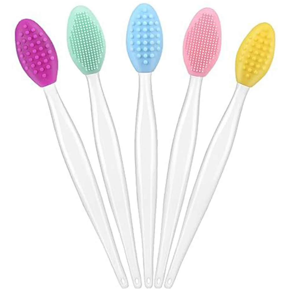 

5 Pcs Exfoliating Lip Brush Scrub Stick Scrubber Tool Cleaner Silica Gel Exfoliator