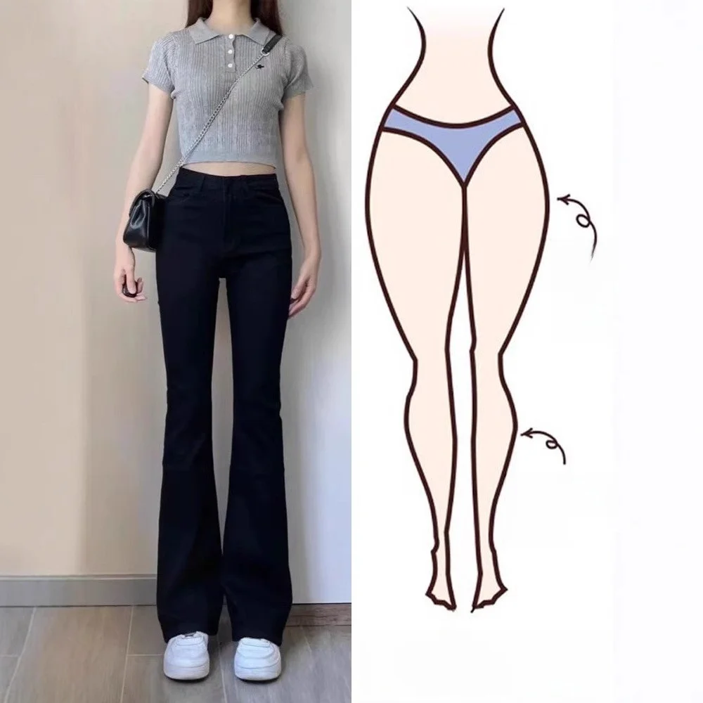 

High Waist Bell Bottom Jeans Women's Spring 2026 Slimming Micro Flared Pants for Pear Shaped Body Casual Style Denim Jeans