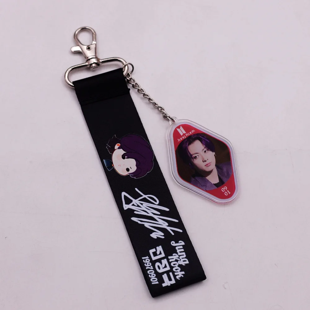 BTS Cartoon Print Wrist Lanyard Acrylic Photo Tag Handbag Decor Strap Fans Souvenir Present view 6