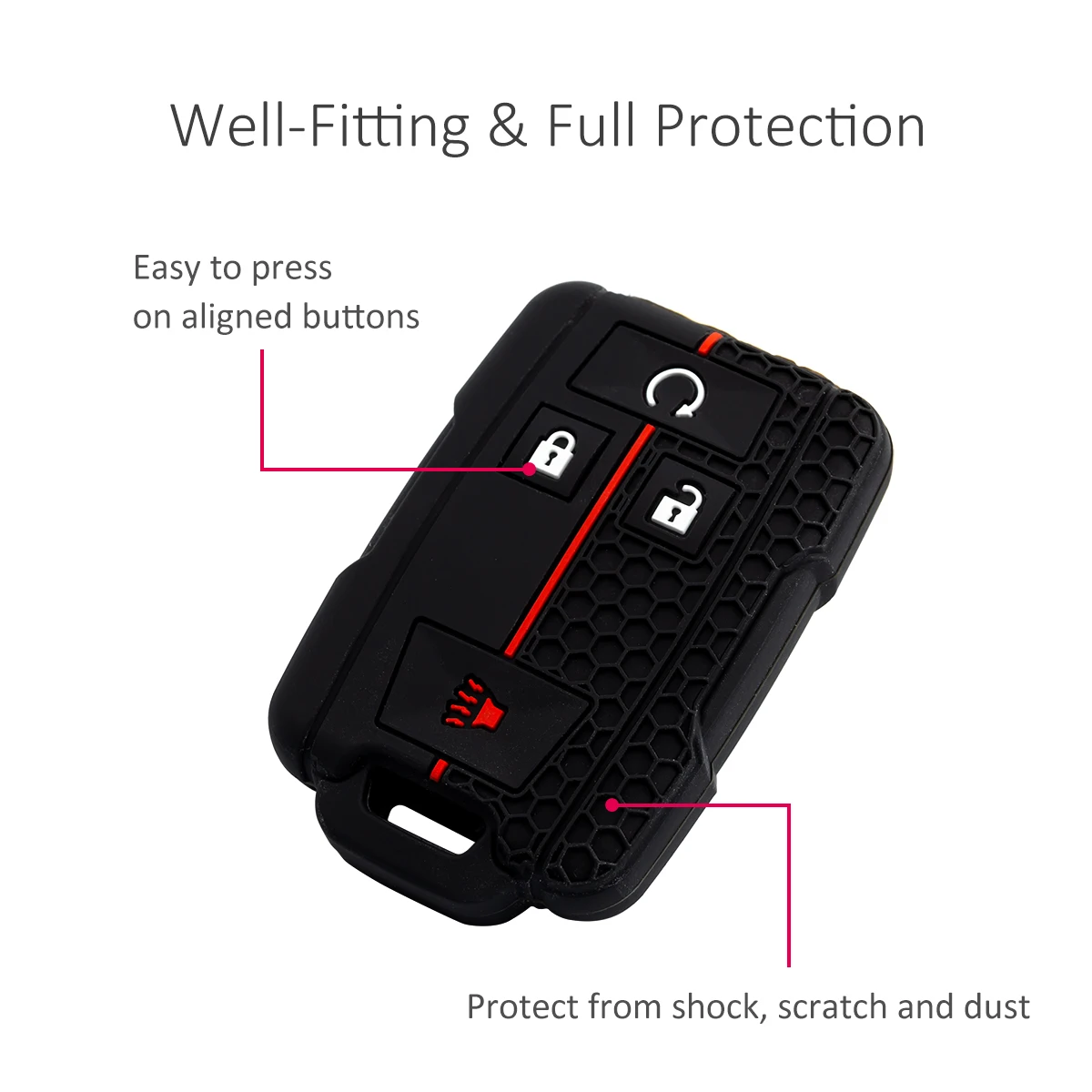 Silica Gel 4 Button Key Case Fob Chain Cover For Chevrolet Colorado Silverado GMC Sierra 1500 2500HD 3500HD Canyon view 3