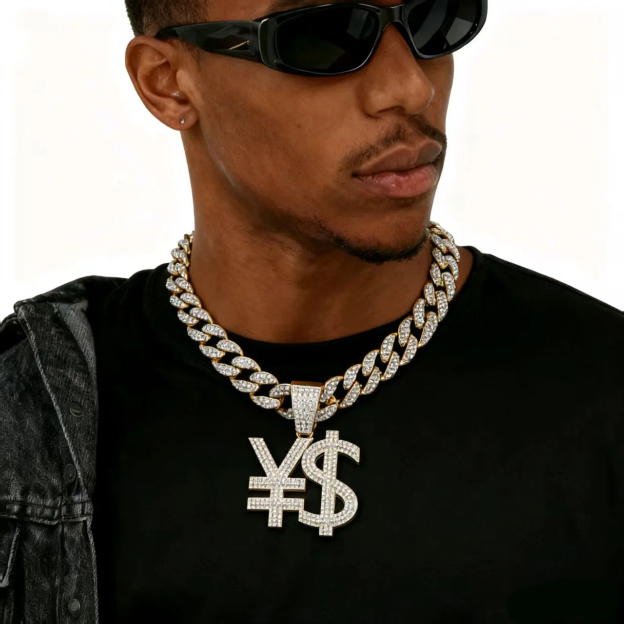 

Аксессуары для самостоятельного изготовления: Кубинская цепь из нишевого сплава с полным алмазным напылением, персонализированный кулон в виде долларовой монеты, застежка в стиле уличного хип-хопа, кубинское ожерелье, ювелирные изделия.