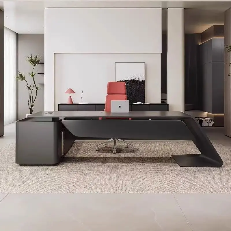 Shunzhan Painted President's Desk Modern Simple Elegant Large Office Desk Wood Movable Storage Straight Line MDF Healthy