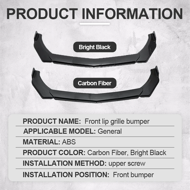 4/5PCS Universal Car Front Blade Bumper Lip Body Kit Spoiler Splitter Carbon Fiber Bumper Canard Lip Splitter For BMW For Tesla