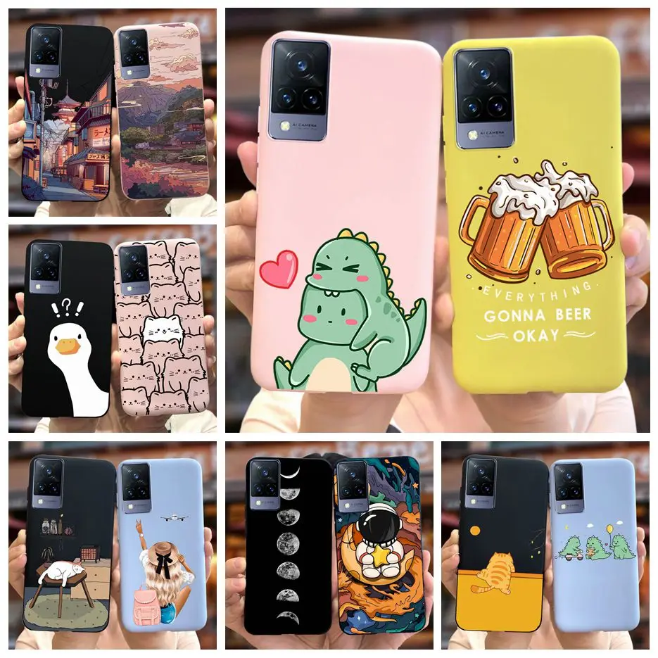 For Vivo V21e Case V2061 Cute Fashion Cartoon Cover Soft Silicone Phone Case For Vivo V21 V2066 V2108 V 21 e VivoV21 Fundas Capa