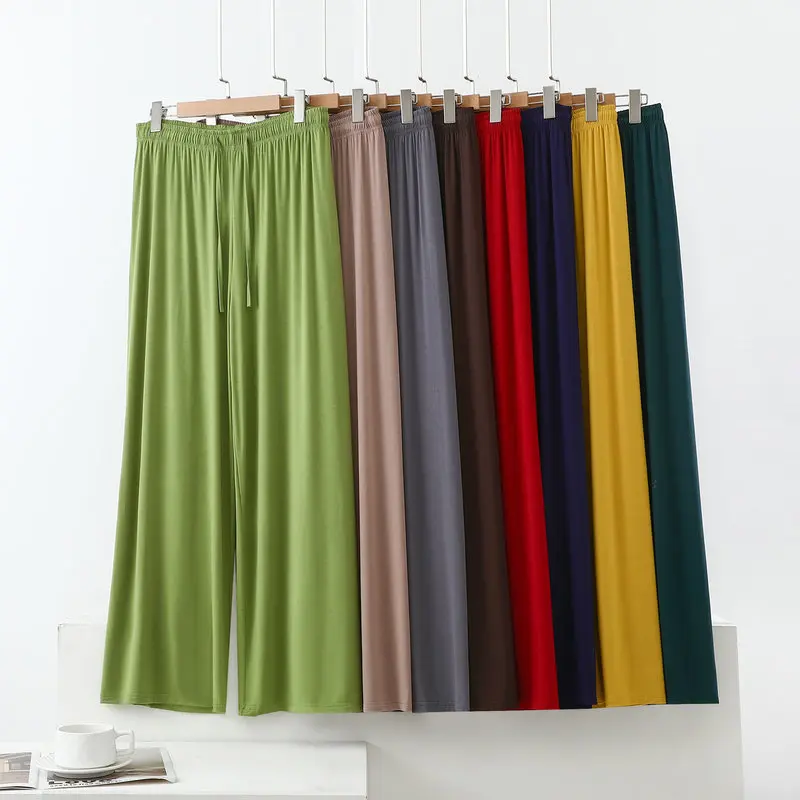 Plus size M to 6XL Modal Sleep Bottoms for Women Draped Wide Leg Pant Loose Straight Long Pants Casual Loungewear Dance Trousers