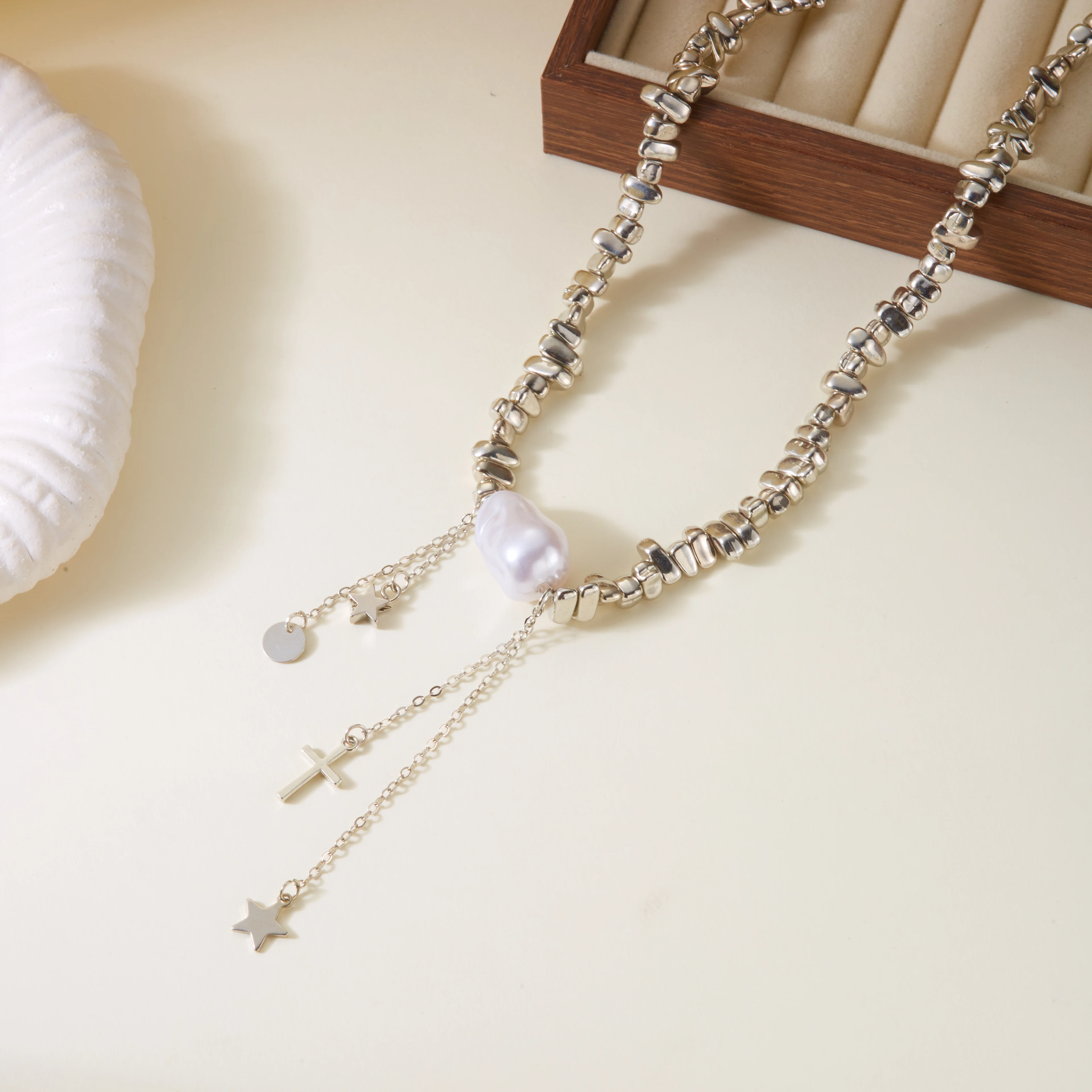 Elegante Imitation Perle Perlen Anhänger Halsketten für Frauen Einfache Unregelmäßige Perle Quaste Halsketten Damen Schmuck Hochzeit Geschenke – Detail 14
