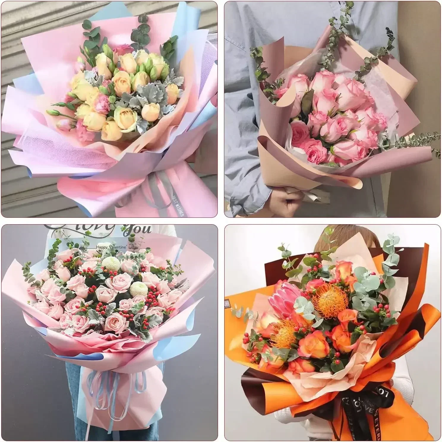 10Pcs 50*66cm Tissue Paper Flower Bouquet Wrapping For Florist Wedding Birthday Party Gift Packing Decor DIY Crafts