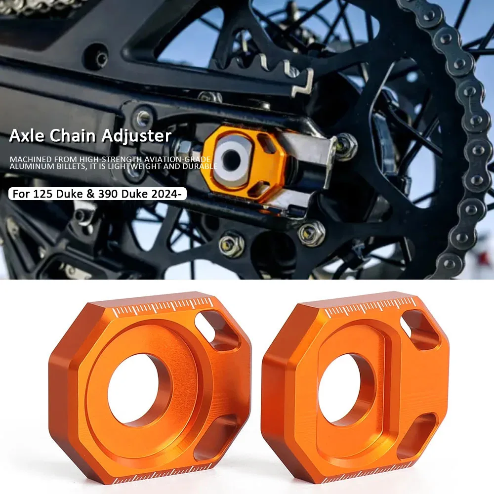 

For 125 DUKE 390 Duke 390Duke 2024 2025 Motorcycle Rear Axle Block Chain Adjuster Regulator Sliders Tensioner Orange With Logo