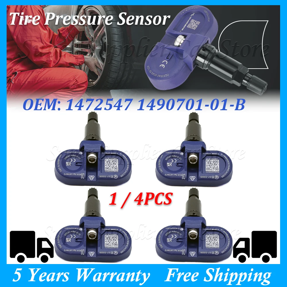 

1/4PCS TPMS Tire Pressure Monitor Sensor Bluetooth For 2021 2022 Tesla Model Y Model 3 Model S X 1472547 1490701-01-B 149070101B