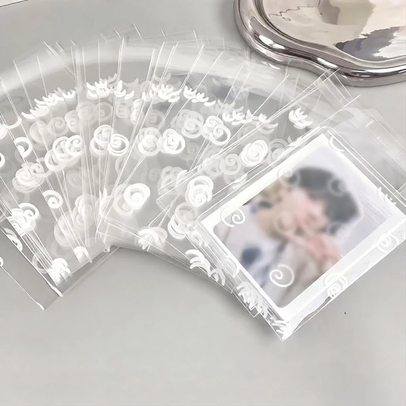 50pcs Opp 8x10cm Transparent Cute Self-adhesive Bag Gift Bag Self-adhesive Plastic Pouch For Anime Pin Kpop Badge Biscuit Candy