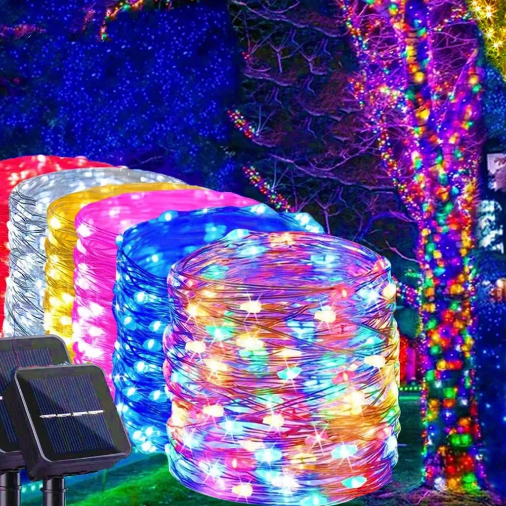 

Solar LED Fairy String Lights Outdoor 7m/12m/22m/32m 8 Modes Street Garland for Party Wedding Christmas Decoration