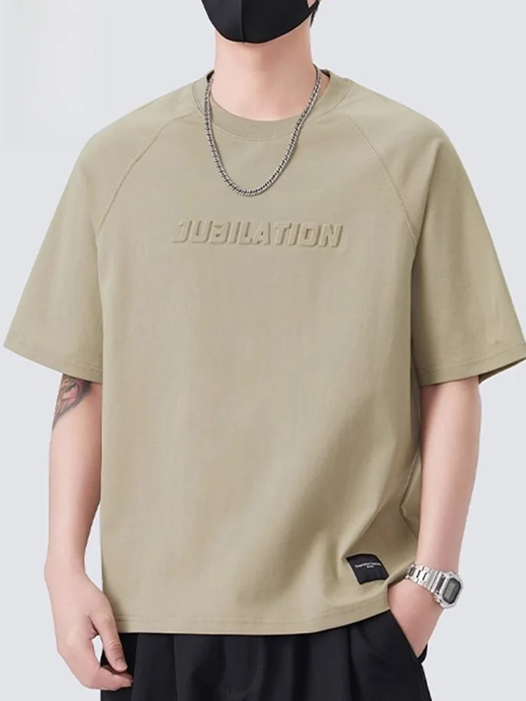 

Мужская футболка с коротким рукавом, модная, брендовая, с воротником-стойкой, с металлическим принтом, летняя, в американском стиле, из плотного хлопка и полиэстера