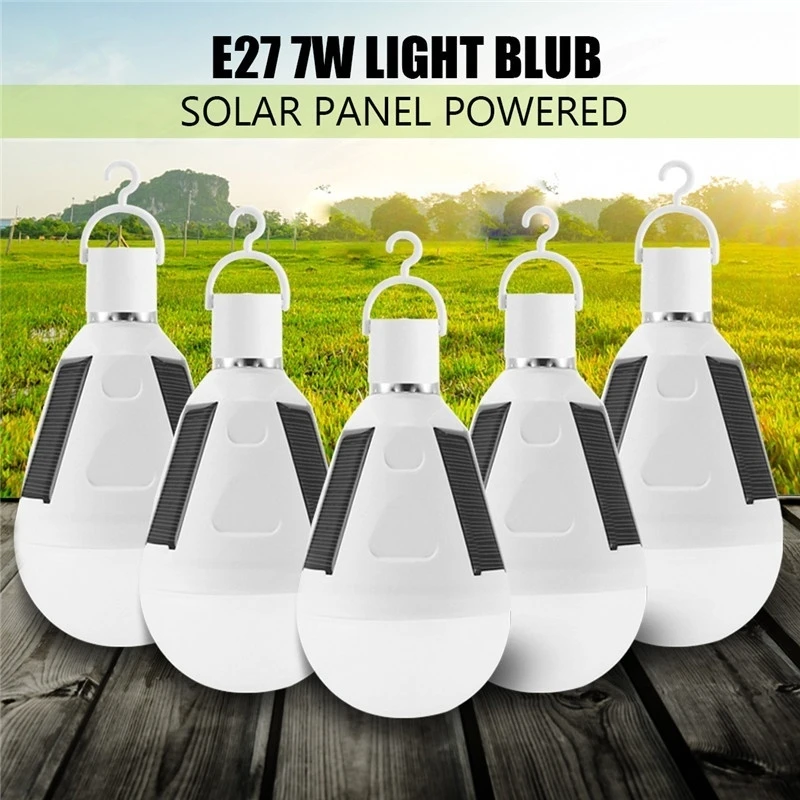 

5x Solar Panel Powered LED Bulb Light,Portable Outdoor Garden Camping Tent Lamp 7W Emergency Night Lighting