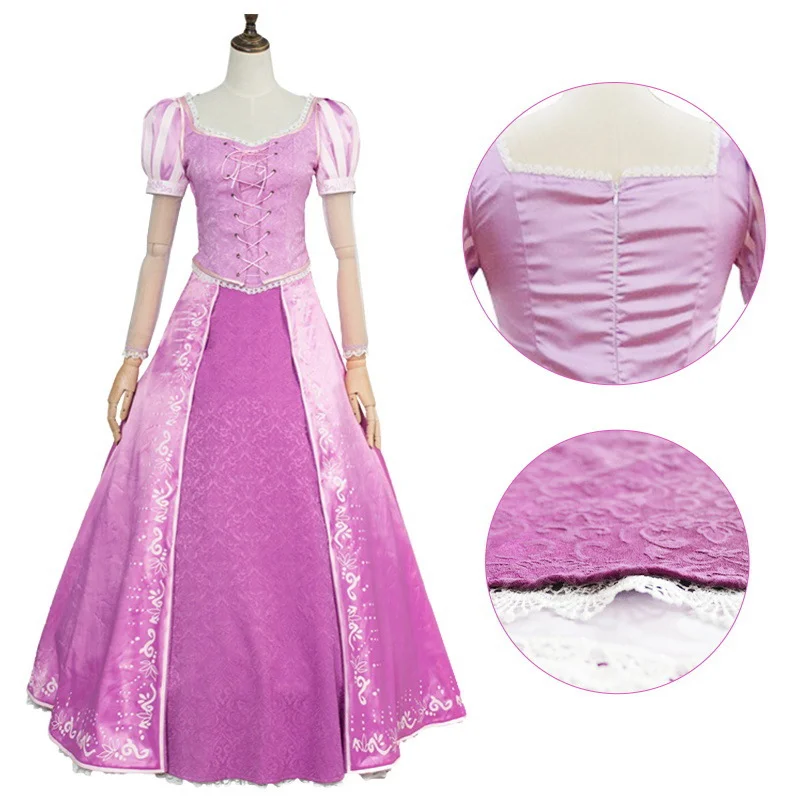 Adult Rapunzel Cosplay Dress Tangled Rapunzel Princess Costumes Carnival Halloween Party Fancy Dress for Women Purple Long Dress