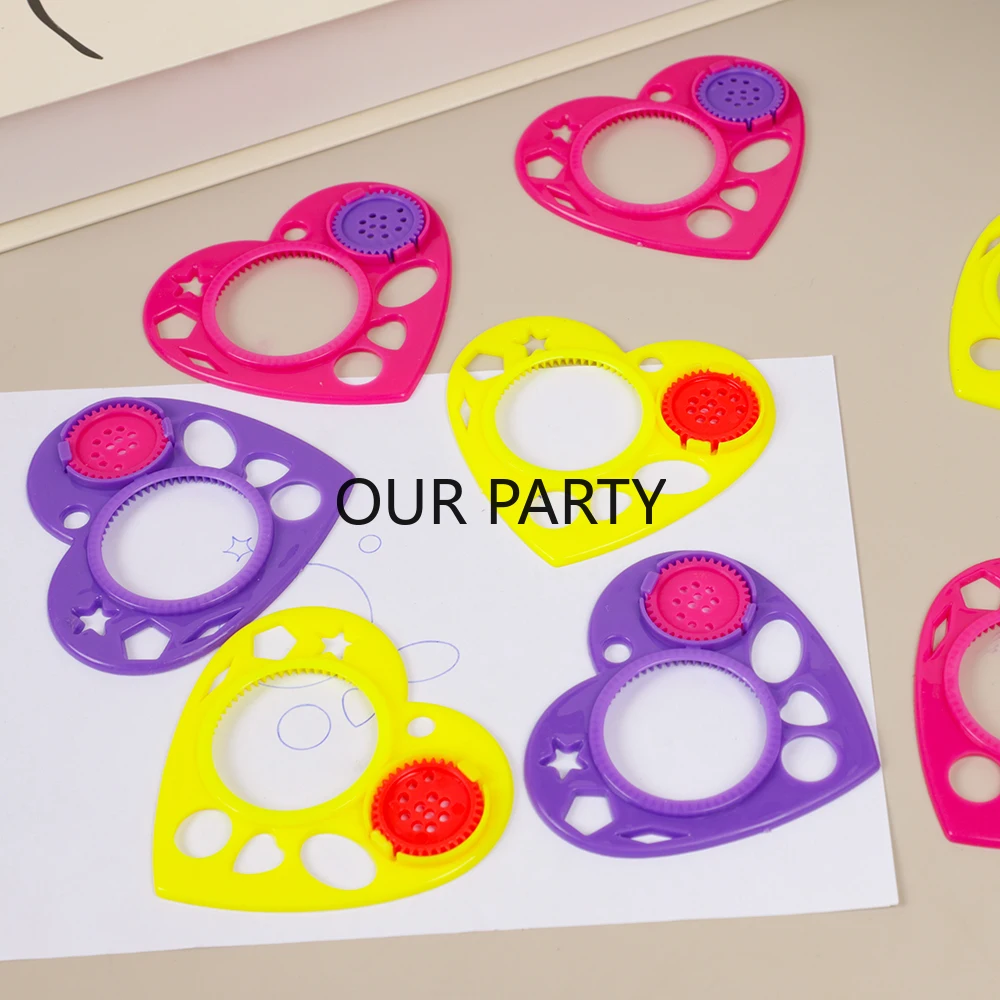 15Pcs Heart Painting Ruler Drawing Template Toy for Kids Birthday Party Favors Back To School Gift Valentine\'s Day Pinata Filler