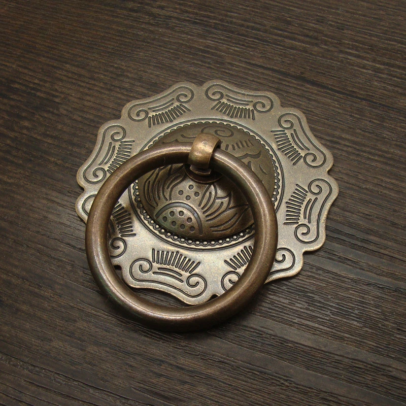 Decorative Brass Ring Front Door Gate Knockers Chinese Style Door Knocker Wooden Door Pull Ring