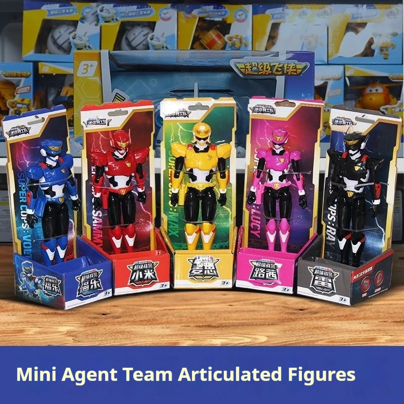 새로운 미니포스 슈퍼 경찰 파워 볼트 맥스 레오 모델 액션 피규어 관절 가동 인형 로봇 미니 포스 모델 장난감 어린이 선물