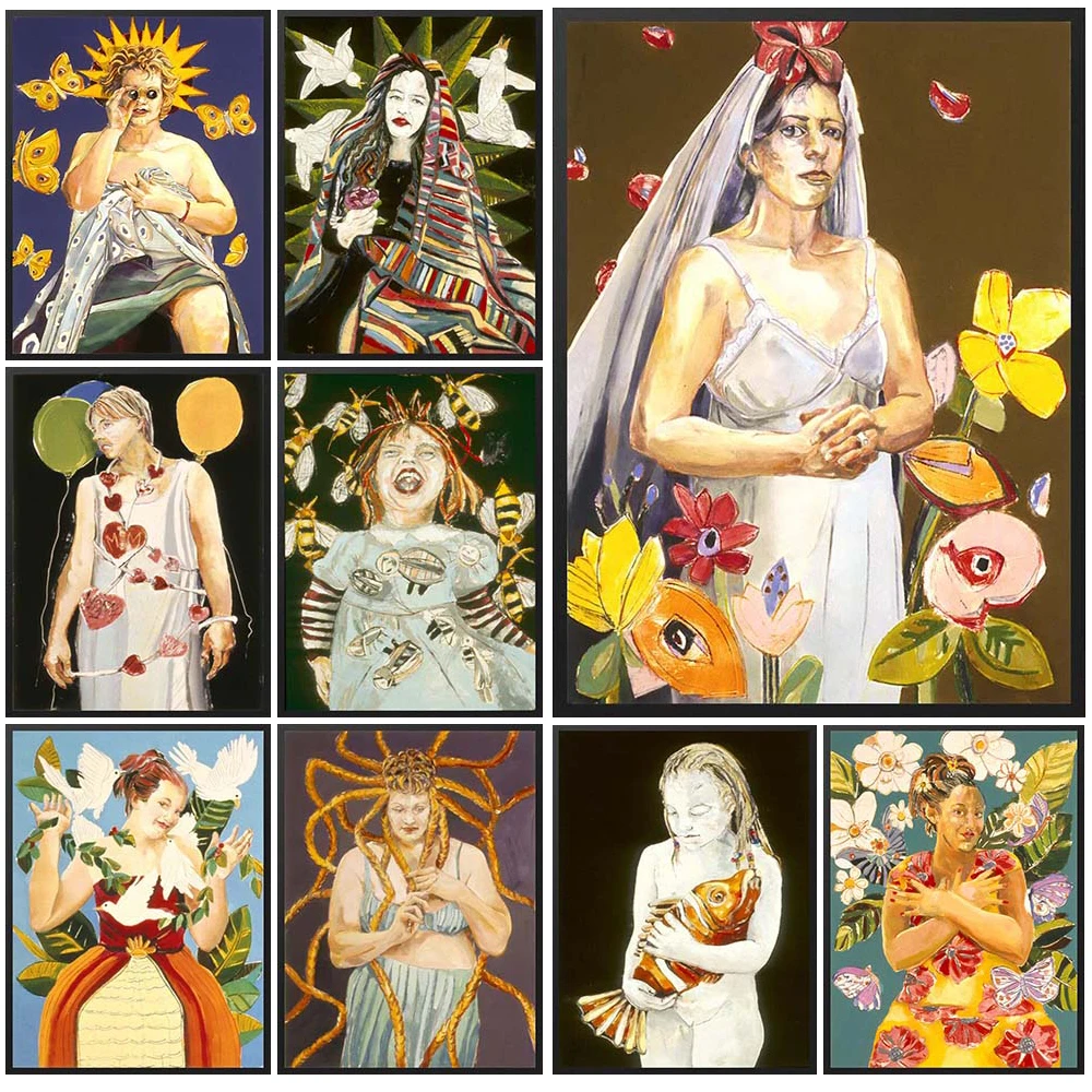 

Cartoon Woman Flower Girl Power Graffiti Posters Wall Art Canvas Painting Home Decor Wall Pictures For Living Room Unframed