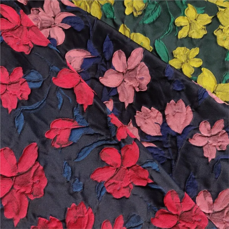 Embossed floral woven jacquard fabric for dresses suits trousers plant flowers bags soft