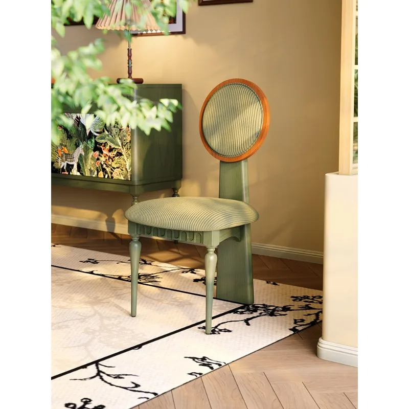 Solid wood dining chair French antique small apartment restaurant household chair