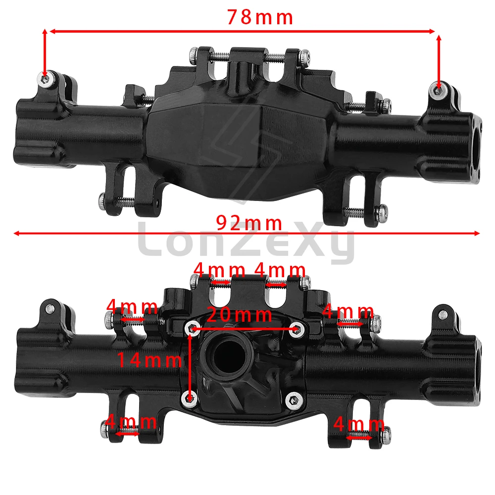 Stop aluminium CNC obudowa przednia/tylna oś dla LOSI Mini LMT 1/18 LOS212035 szczotkowana Monster Truck metalowa części zamienne