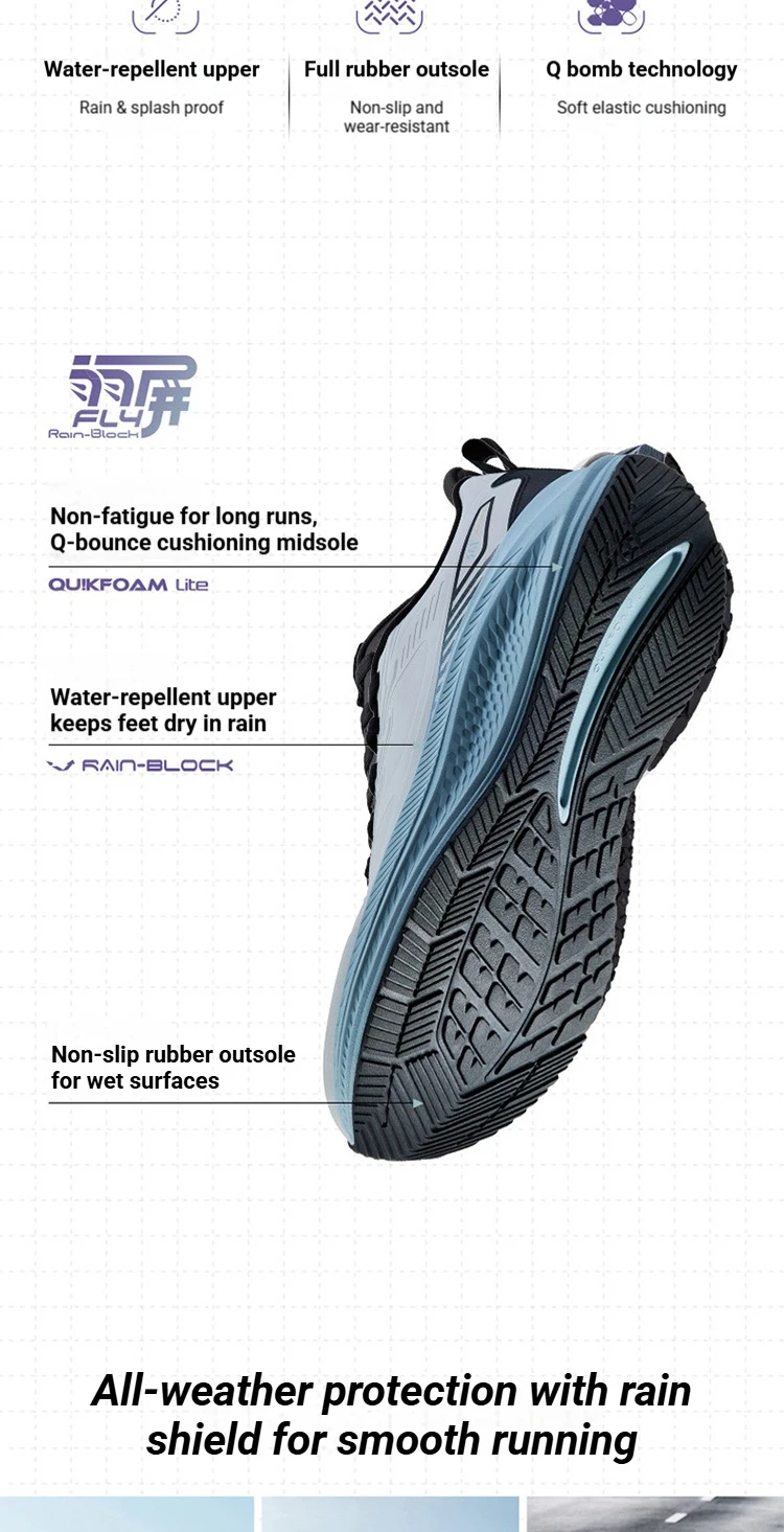 361 Degrees Fengyi 2 Rainblock Herren-Laufschuhe, wasserabweisend, rutschfest, griffig, dämpfend, luftig, Herren-Sneaker 672632210 – Detail 4