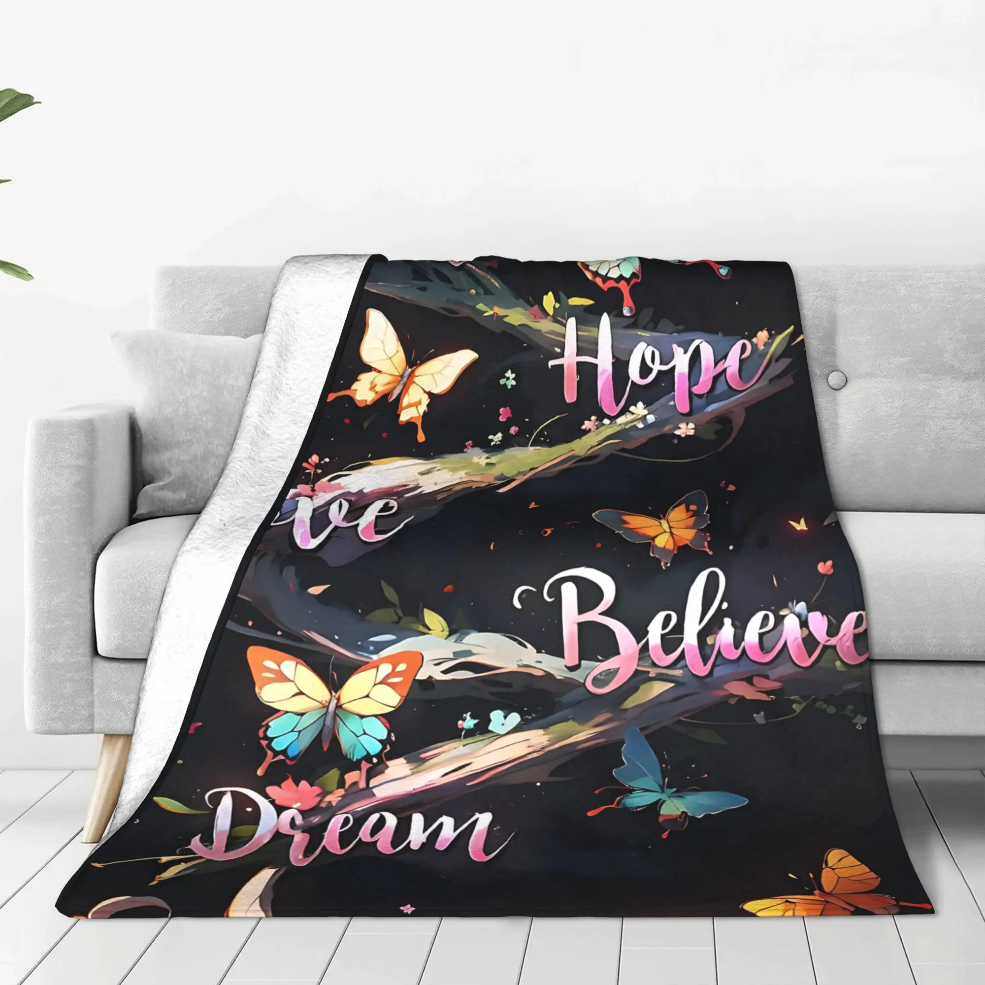 1PC Home Thankful Grateful Blessed  Blanket Throw Super Cosy Plush Living Room Sofa Gift for Christmas Happy New Year