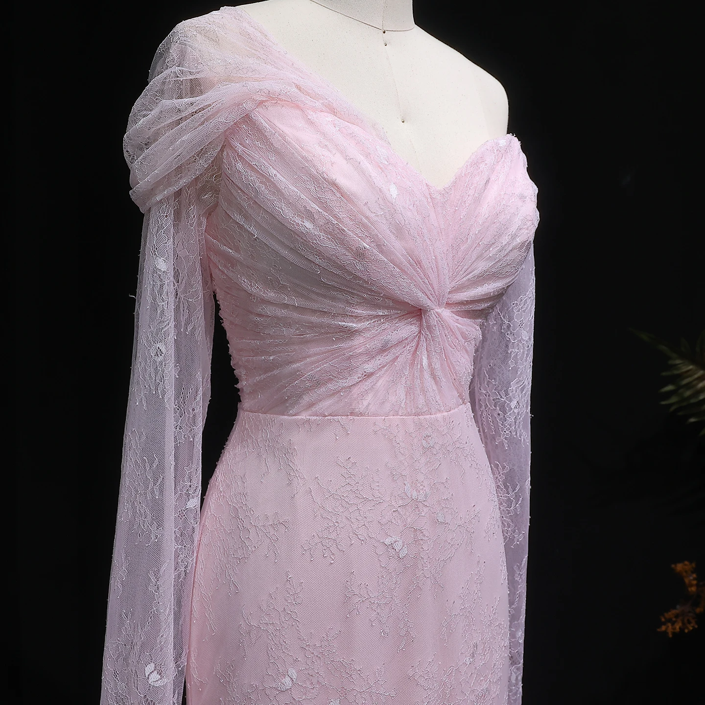 Sharon Said Spitzen-Meerjungfrauenkleid in Lila mit Kurzen Ärmeln, Arabisches Damen-Hochzeitskleid SF055, Maßanfertigung – Detail 30