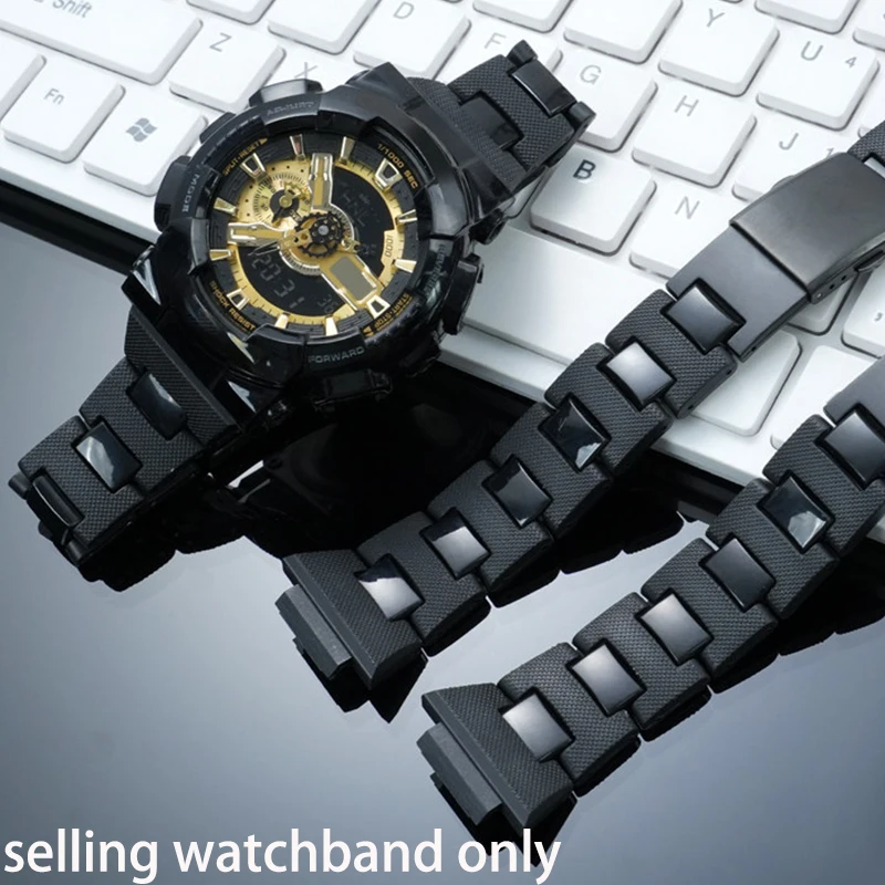 For Casio Black Gold Series GA110/100/120 GA700 High Quality Lightweight Composite Plastic Steel Watch Strap 16mm