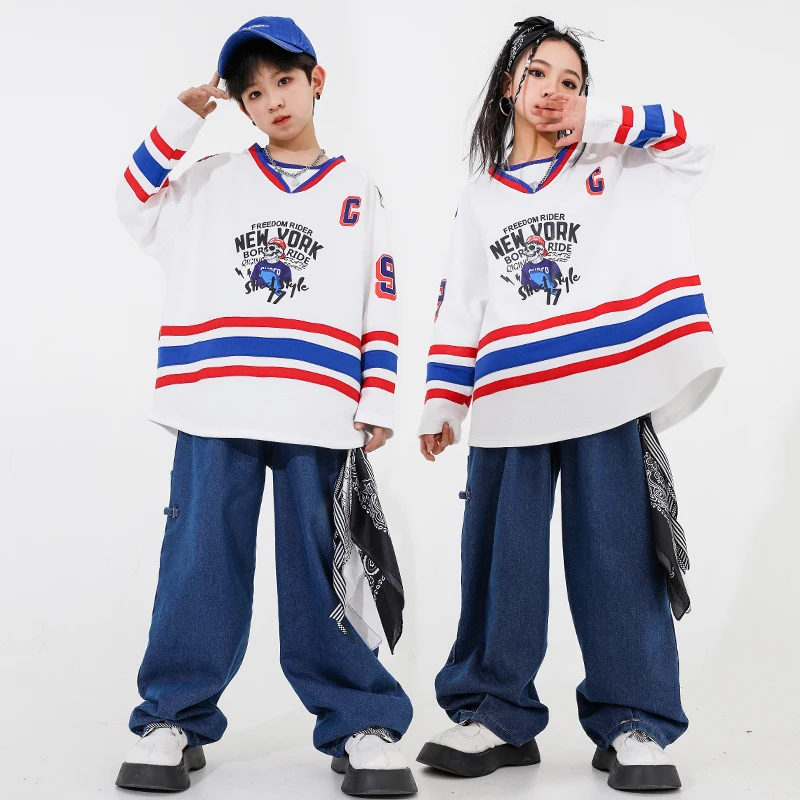 

Kids Hip Hop Clothing Streetwear Outfits Oversize Sweatshirt Casual Pockets Cargo Pants for Girl Boy Jazz Dance Costume Clothes