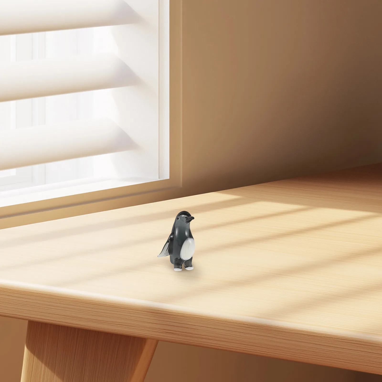 Crystal Penguin Sculpture Realistic Lifelike Design High Transparency Refractive Decor for Home Office Desk Living Room Table