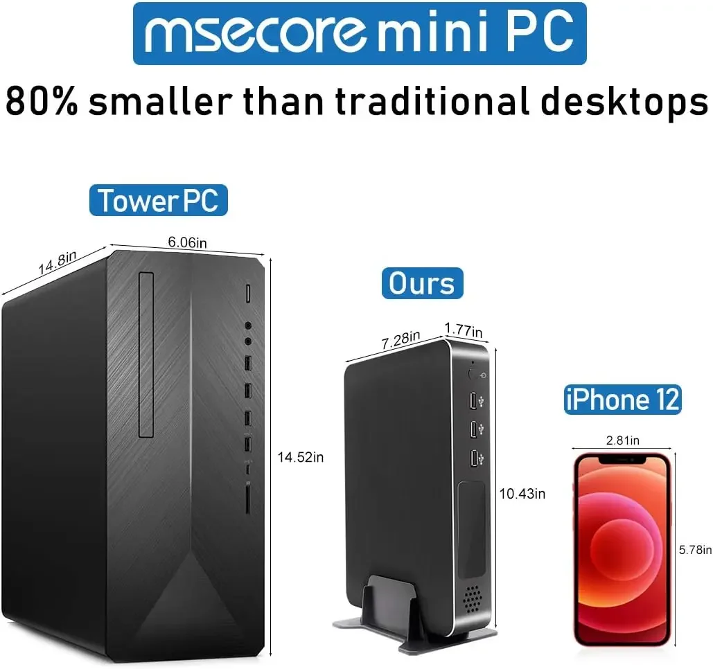 Msecore Mini Desktop PC Computer with E3-1231V3 16G RAM 1T SSD P1000 Dedicated Graphics for Graphic Design Video Editing