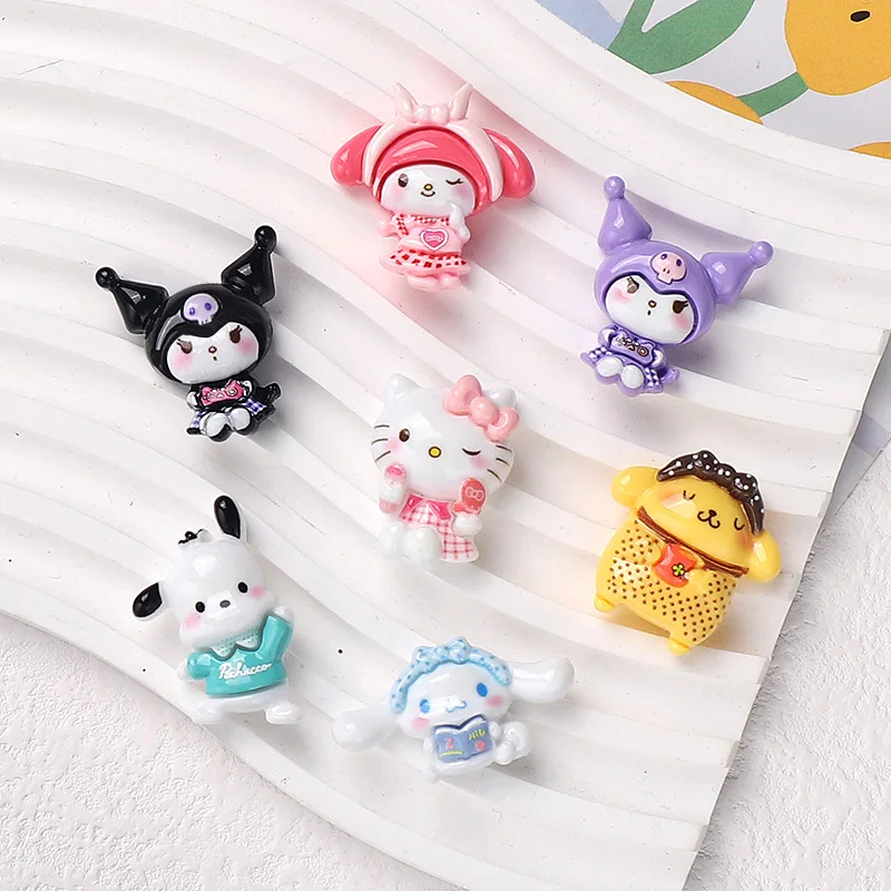 

100pcs Cartoon Resin Cute Sanrio Animal Cat Puppies Flatback Scrapbook Craft DIY Hairpin Miniature Ornament Accessories