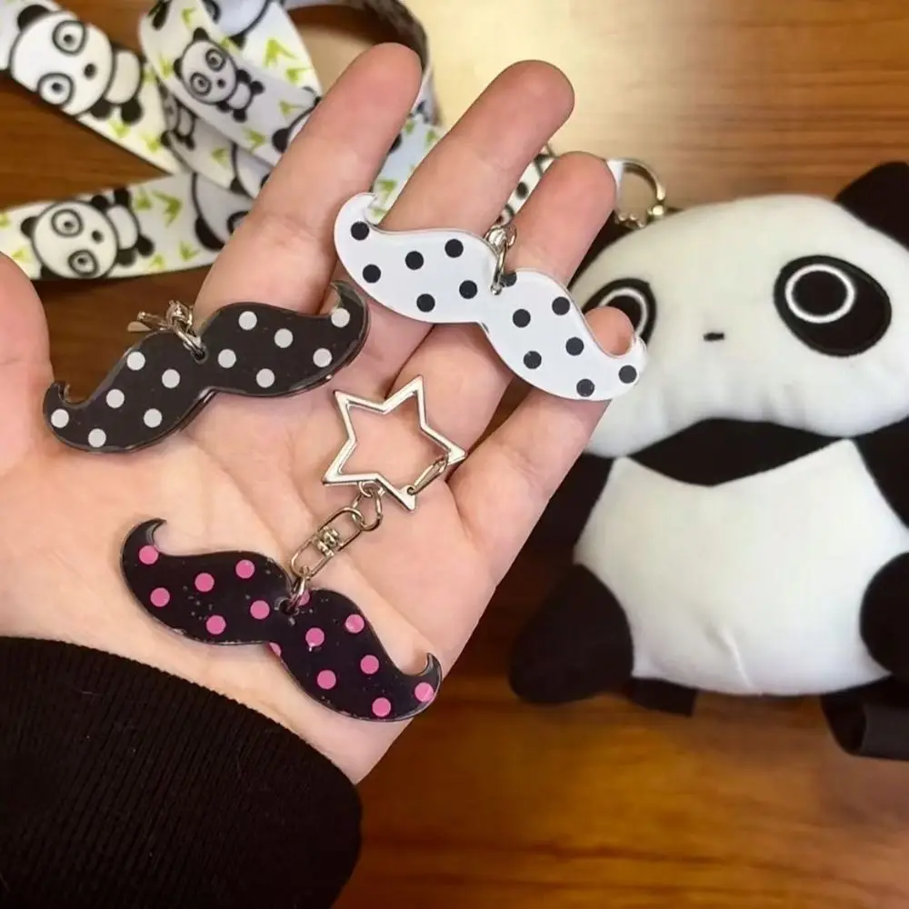 Punk Polka Dot Beard Keychain Cute Cartoon Y2K DIY Crafts Beard Keychain Pendant Acrylic Material Kawaii Harajuku