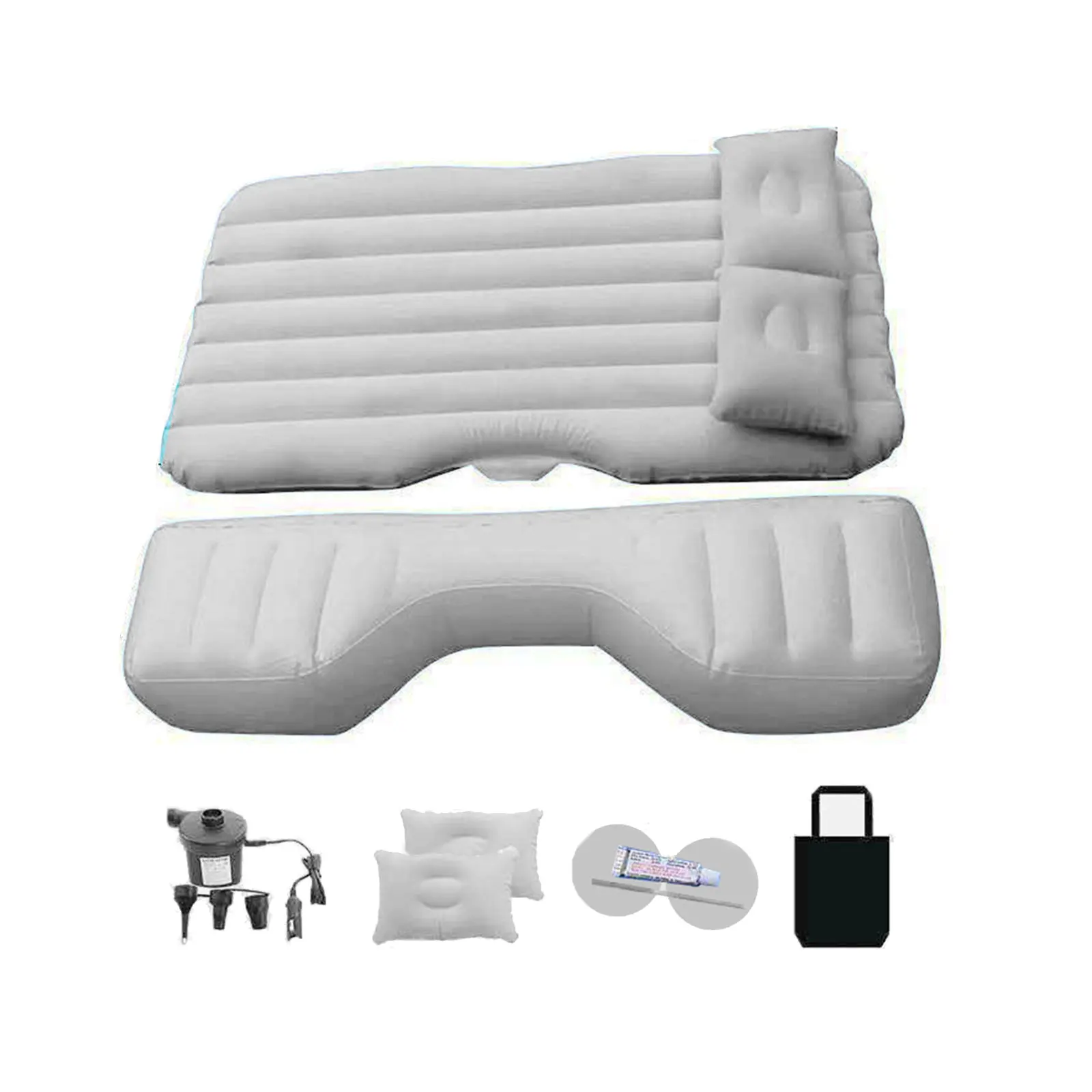 Car Inflatable Bed With Unique Wave For Comfortable Sleep Inflatable Neck Protection Pillow Black With long foot piers