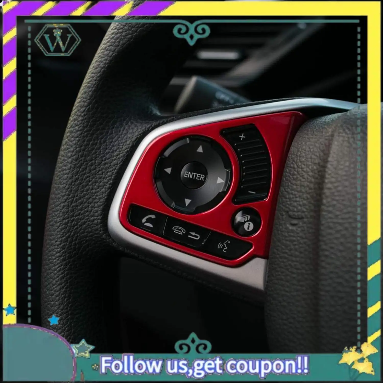 

Upgraded 2 Set Car Accessories: 1 Set Car Foot Gas Brake Pedal Pad Cover & 1 Set Steering Wheel Button Inner Decoration Cover